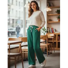 AGW - Pack 2 Pantalones Palazzo Pata Ancha Chiporro Polar Mujer