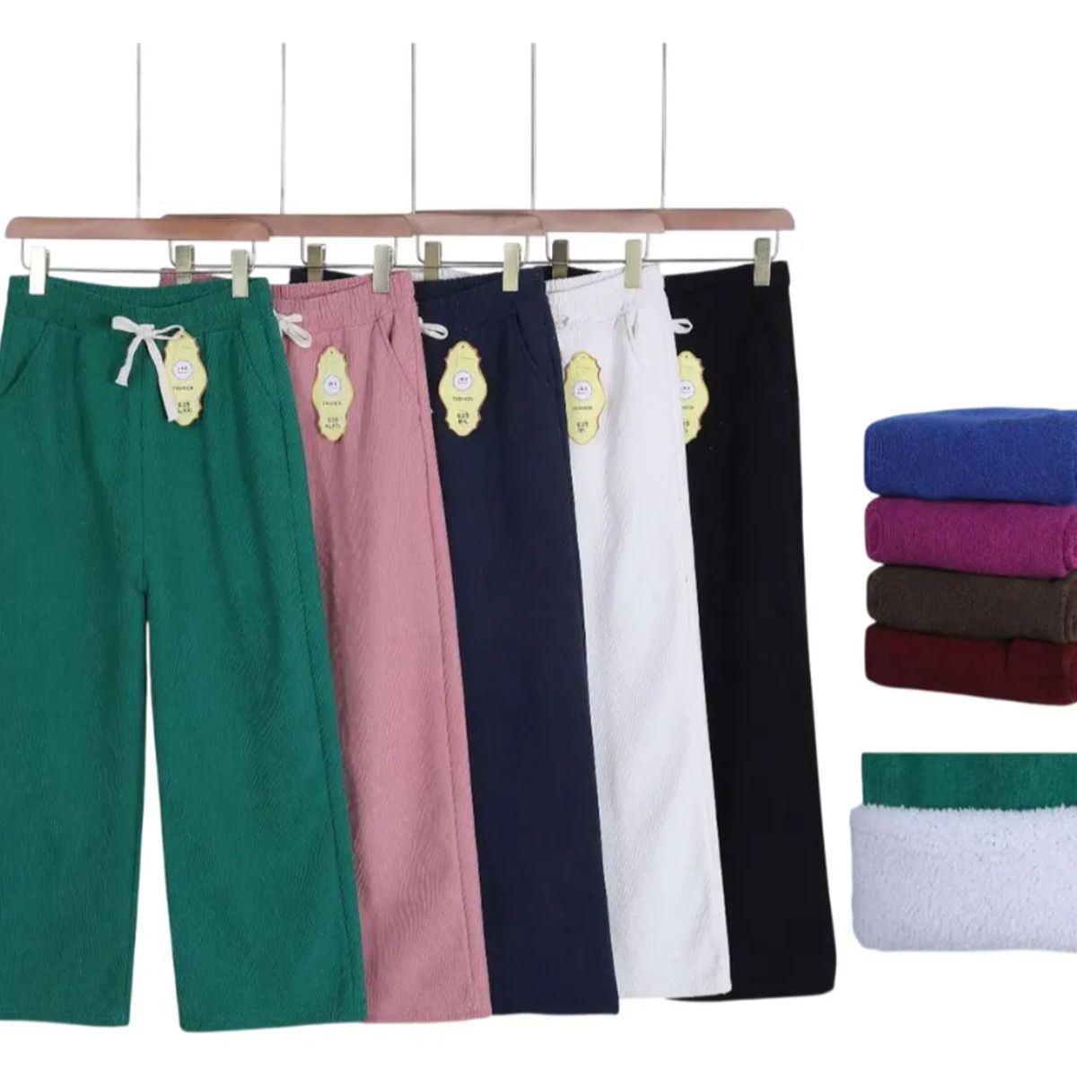 AGW - Pack 2 Pantalones Palazzo Pata Ancha Chiporro Polar Mujer