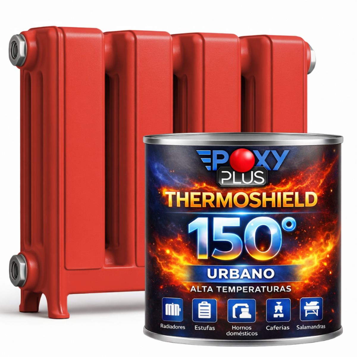 EPOXY - PINTURA ALTA TEMPERATURA - THERMOSHIELD - 1L ROJO SEGURIDAD