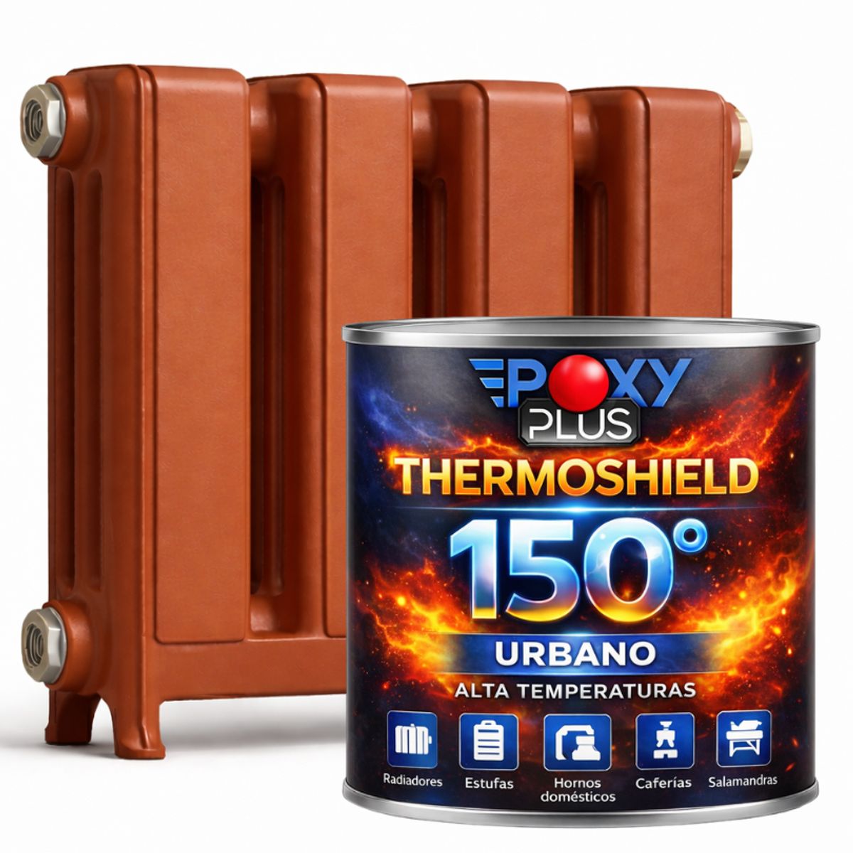 EPOXY - PINTURA ALTA TEMPERATURA - THERMOSHIELD - 1L ROJO TERRACOTA