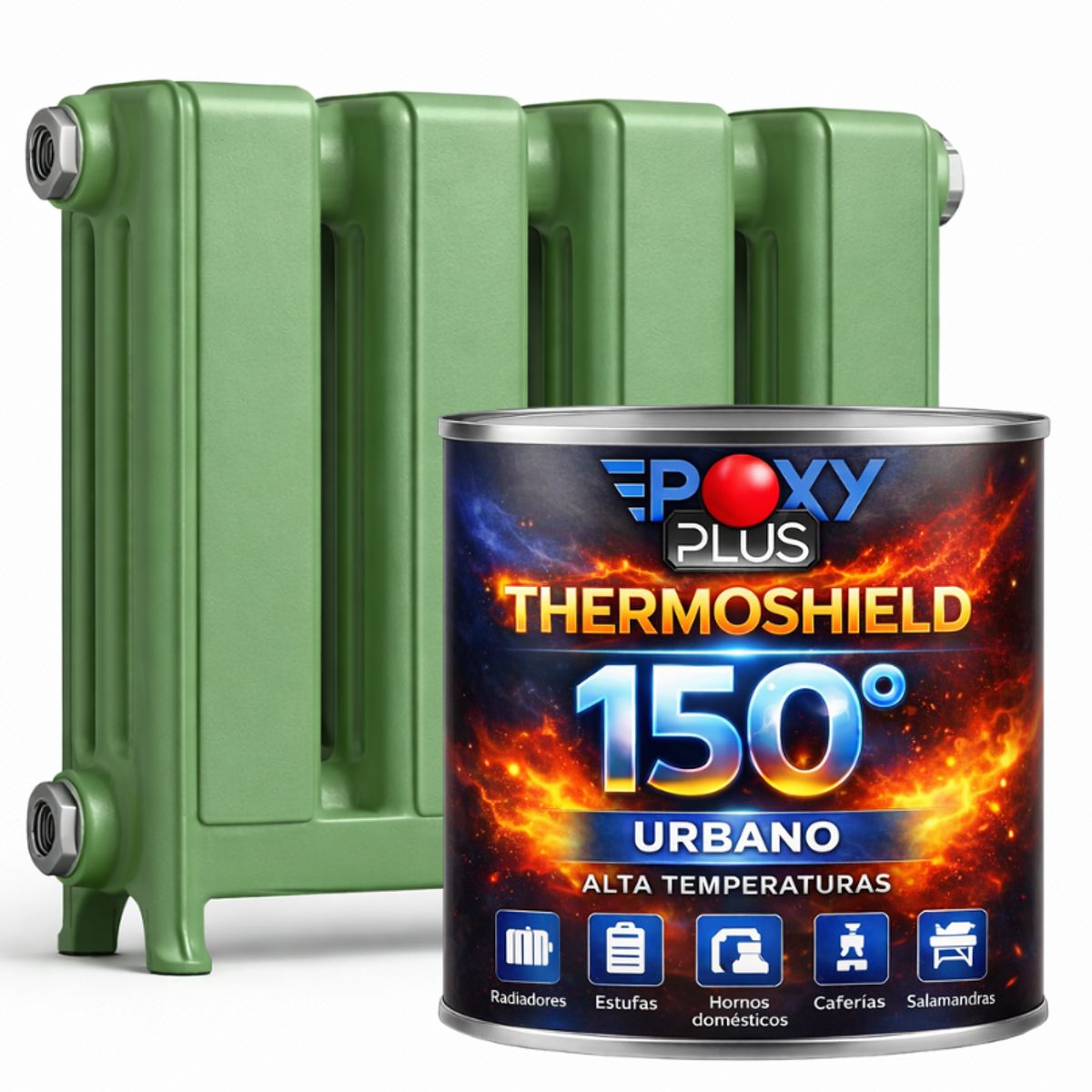 EPOXY - PINTURA ALTA TEMPERATURA - THERMOSHIELD - 1L VERDE MÁQUINA