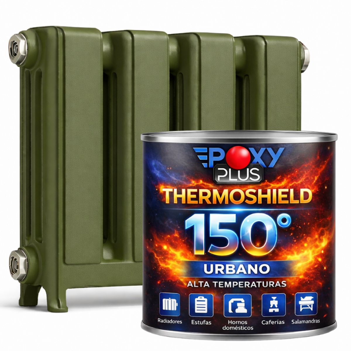 EPOXY - PINTURA ALTA TEMPERATURA - THERMOSHIELD - 1L VERDE OLIVO