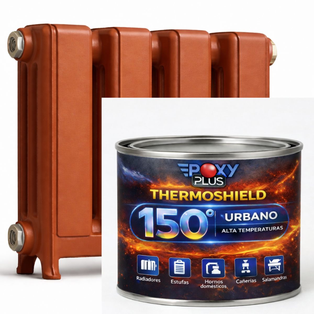 EPOXY - PINTURA ALTA TEMPERATURA - THERMOSHIELD - 2L ROJO TERRACOTA