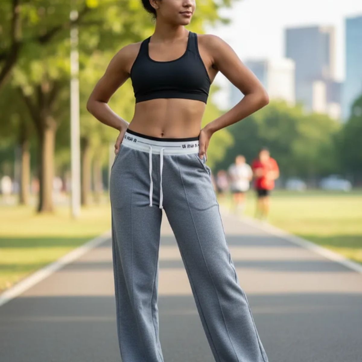 AGW - Pack 2 Pantalones Deportivos Palazzo Mujer Con Tira Blanca