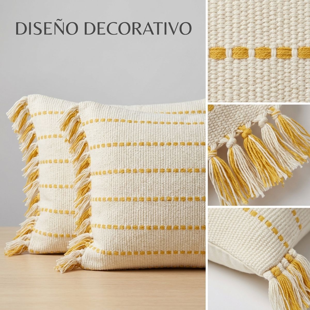 ARMONIA - Combo 2 fundas de cojín rectangular 60x30 croché blanco 752