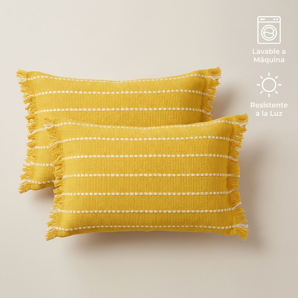 ARMONIA - Dúo fundas rectangulares para cojín 60x30 croché amarillo 752