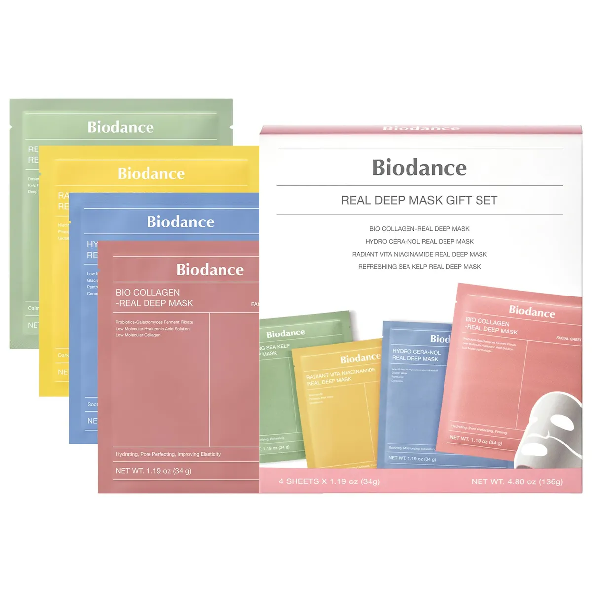 BIODANCE - Set de Regalo de 4 Mascarillas Faciales Real Deep - Biodance
