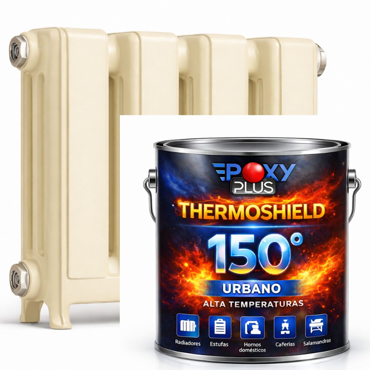 EPOXY - PINTURA ALTA TEMPERATURA - THERMOSHIELD - 4L CREMA ALMENDRA