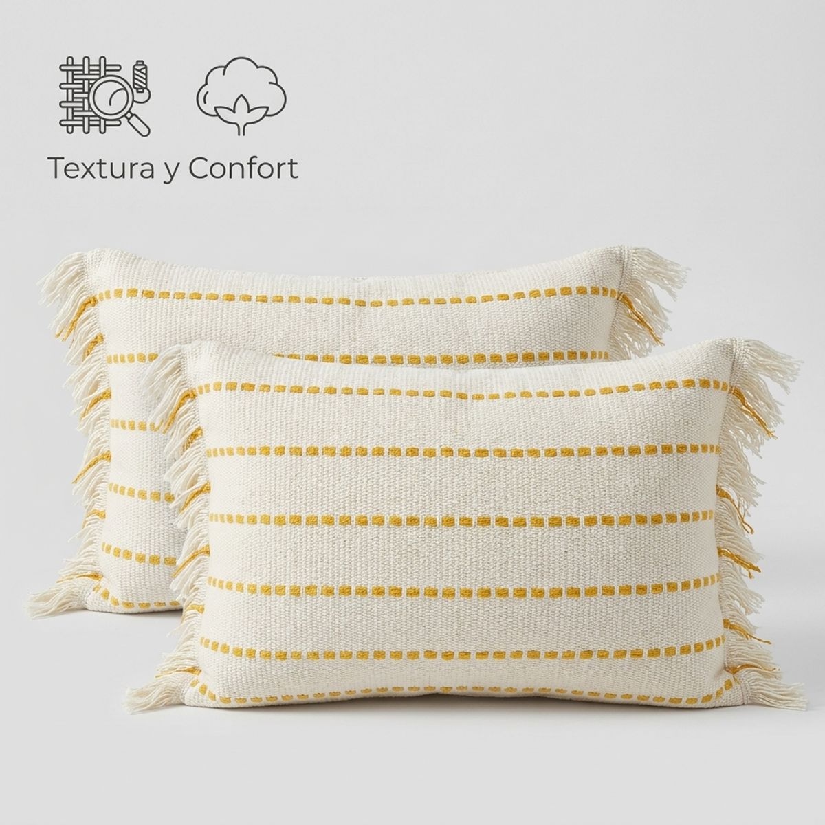 ARMONIA - Combo 2 fundas de cojín rectangular 60x30 croché blanco 752