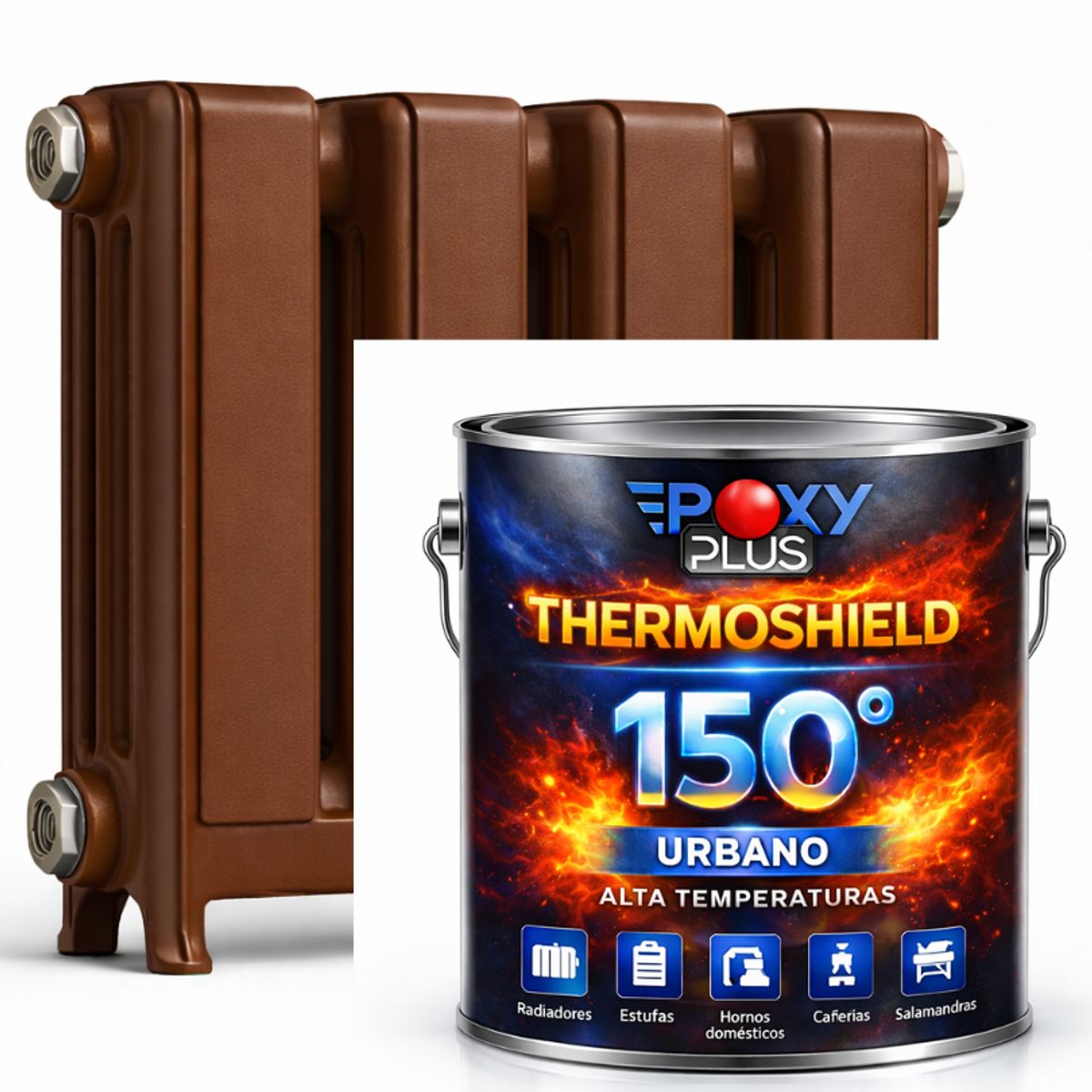 EPOXY - PINTURA ALTA TEMPERATURA - THERMOSHIELD - 4L MARRÓN TABACO