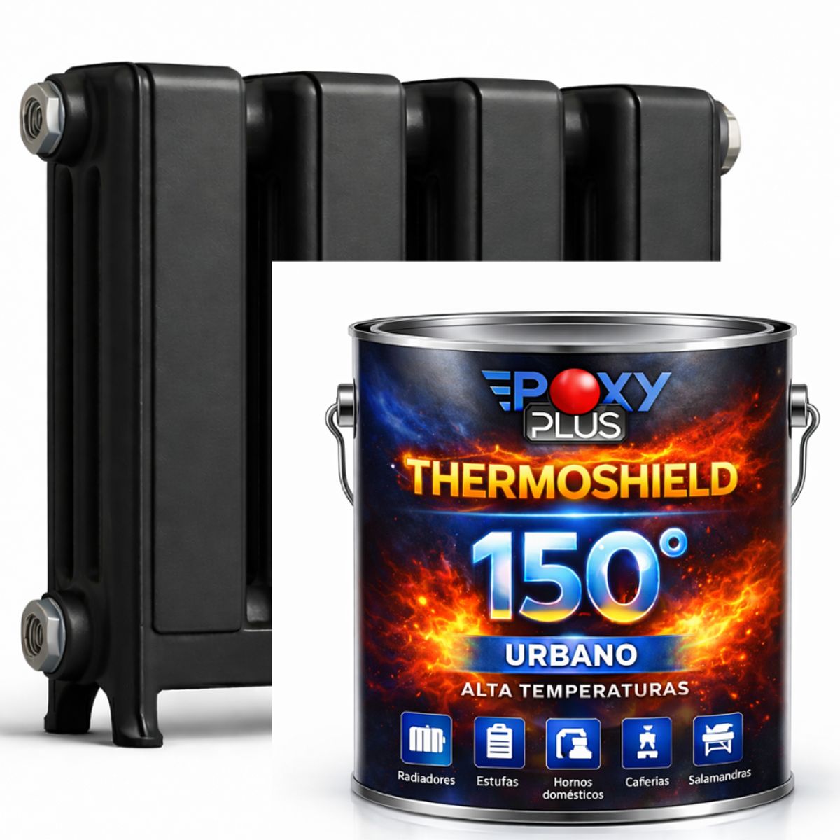 EPOXY - PINTURA ALTA TEMPERATURA - THERMOSHIELD - 4L NEGRO CARBÓN