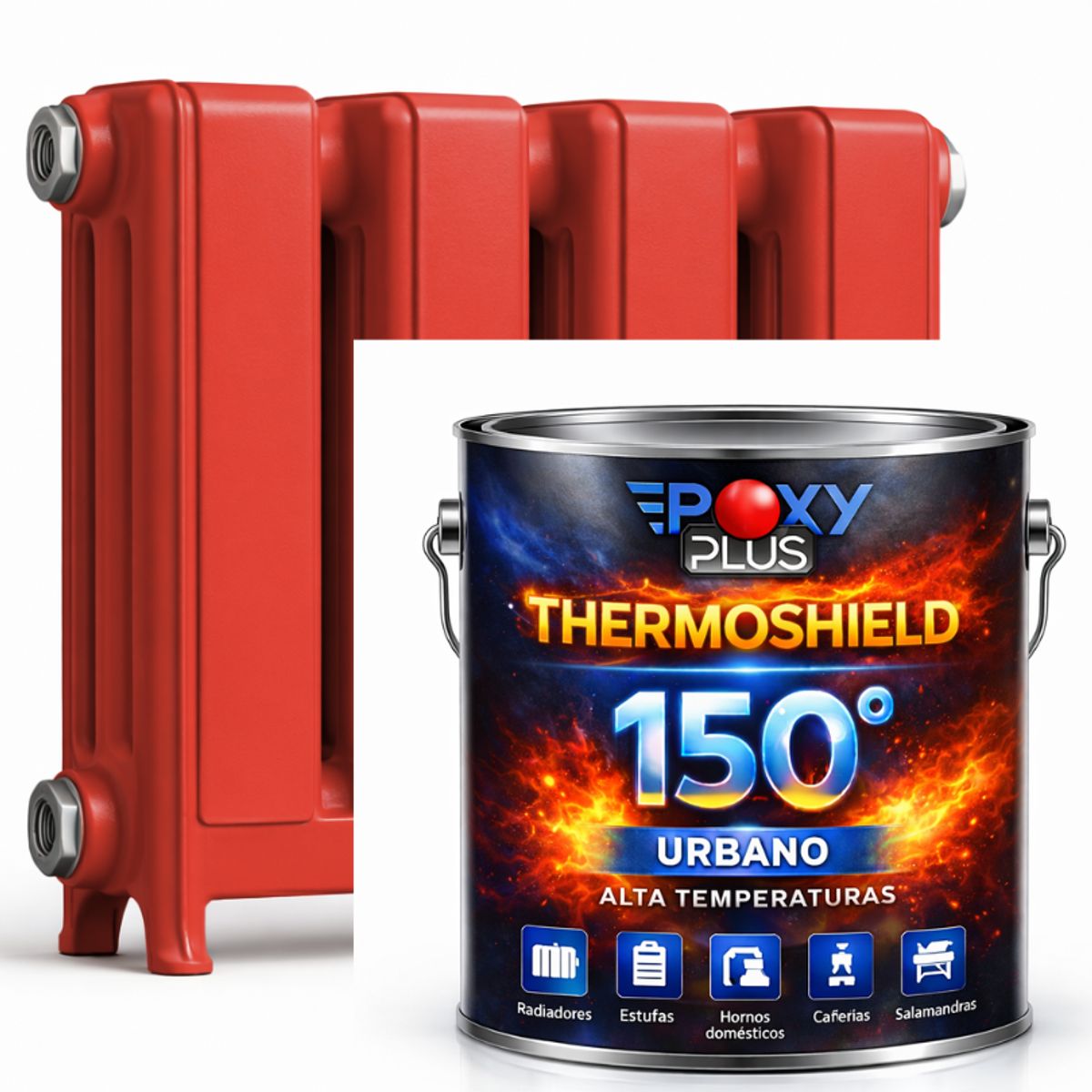 EPOXY - PINTURA ALTA TEMPERATURA - THERMOSHIELD - 4L ROJO SEGURIDAD