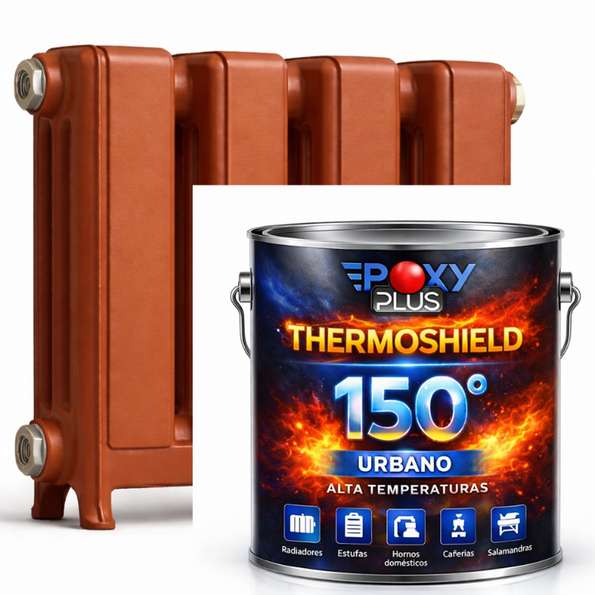 EPOXY - PINTURA ALTA TEMPERATURA - THERMOSHIELD - 4L ROJO TERRACOTA