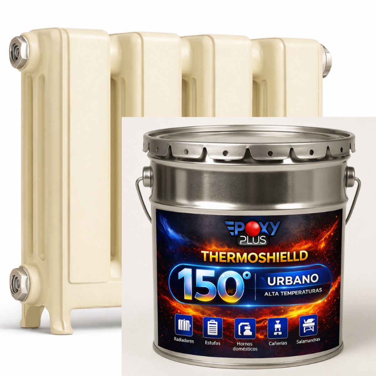 EPOXY - PINTURA ALTA TEMPERATURA - THERMOSHIELD - Tineta 4G - CREMA ALMENDRA