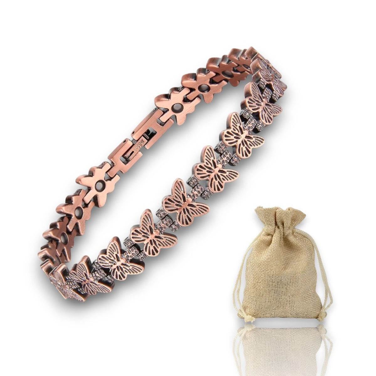 GENERICO - Pulsera Brazalete Cobre Mariposa Magnetica Ajustable Imanes