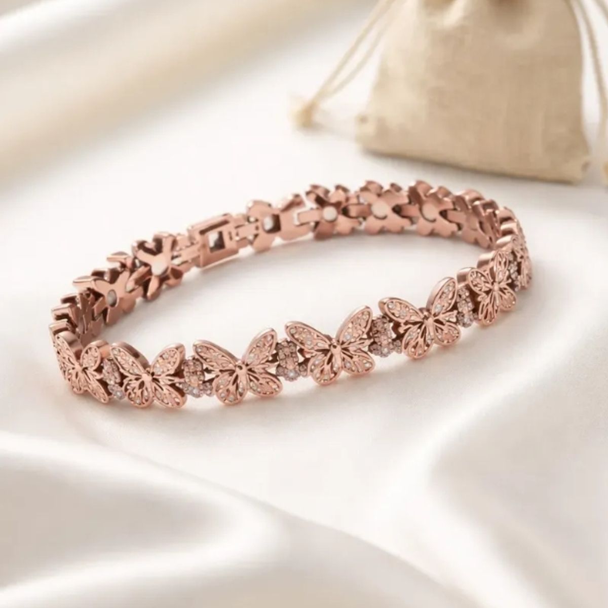 GENERICO - Pulsera Brazalete Cobre Mariposa Magnetica Ajustable Imanes
