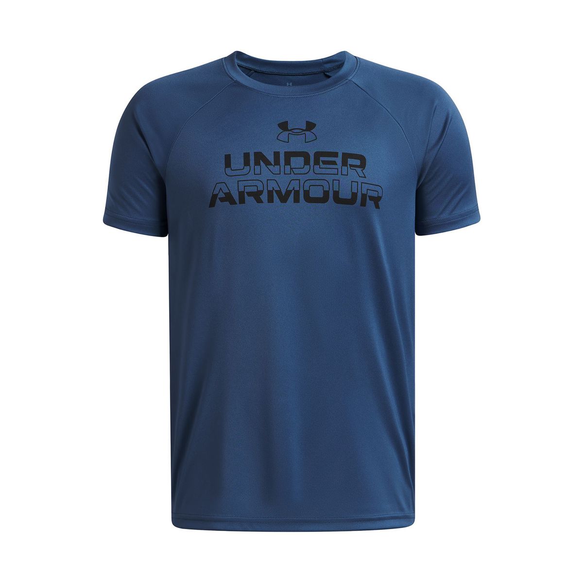 UNDER ARMOUR - Polera MC Niño Tech Split Wordmark Polera Azul UNDER ARMOUR
