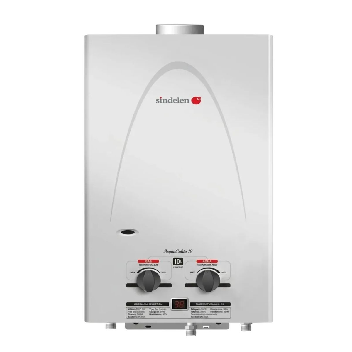 SINDELEN - Calefont A Gas Licuado Sindelen 10 L Silver Digital Tiro Natural