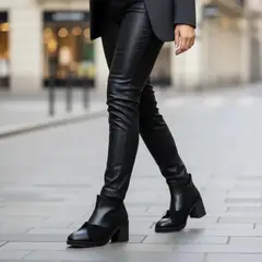 POZATINI - Botin Mujer taco negro Trezas