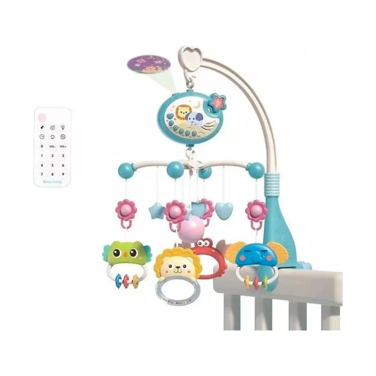 GENERICO - Móvil Giratorio Musical Proyector De Luces+control Para Cuna Celeste Animal BELUG