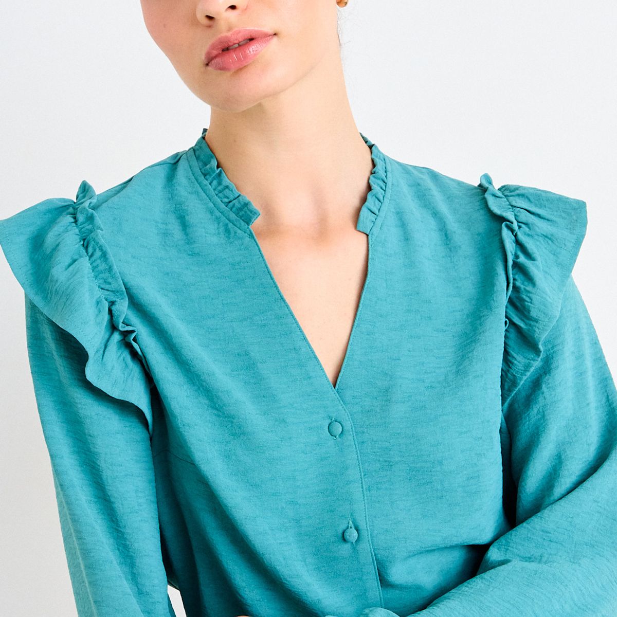 IO - Blusa Lisa Mujer Verde Turquesa Io