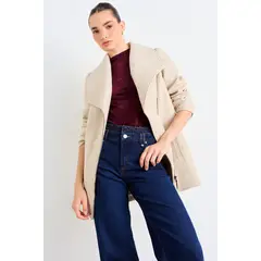IO - Chaqueton Liso Mujer Beige