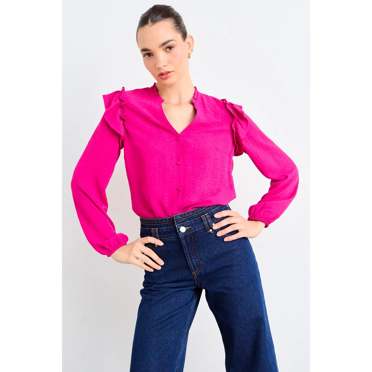 IO - Blusa Lisa Mujer Fucsia Io
