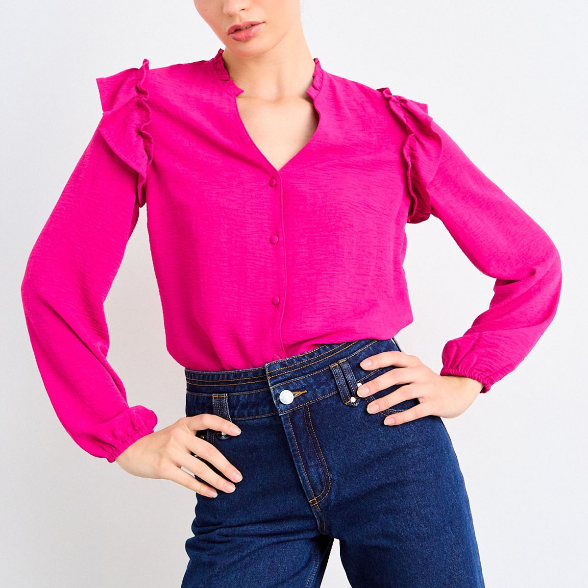 IO - Blusa Lisa Mujer Fucsia Io