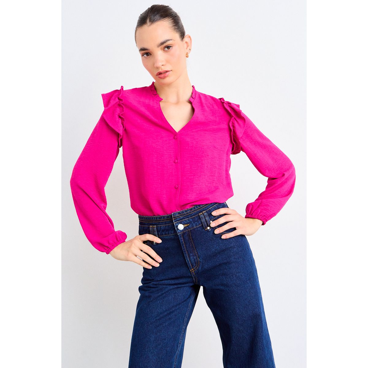 IO - Blusa Lisa Mujer Fucsia Io