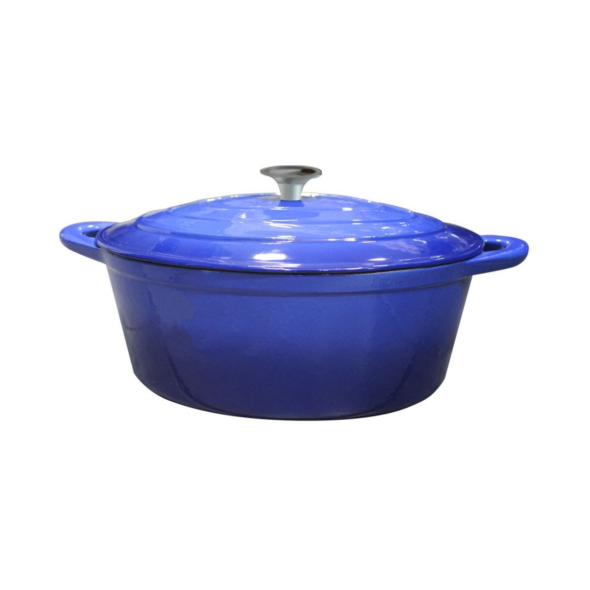 IMAHE - Olla Hierro Fundido Ovalada Azul 34x13.5 Cm