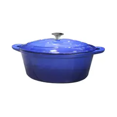 IMAHE - Olla Hierro Fundido Ovalada Azul 34x13.5 Cm