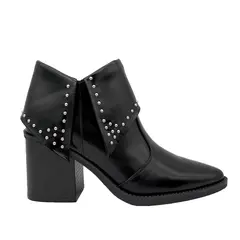 DINASTELLA - Botin para mujer solapa con tachas negro Danicolle