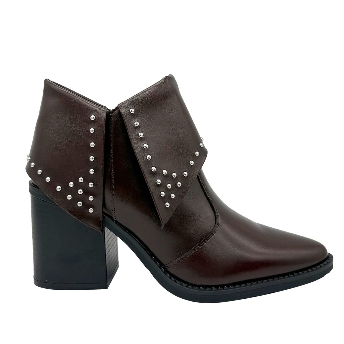 DINASTELLA - Botin para mujer solapa con tachas cafe Danicolle