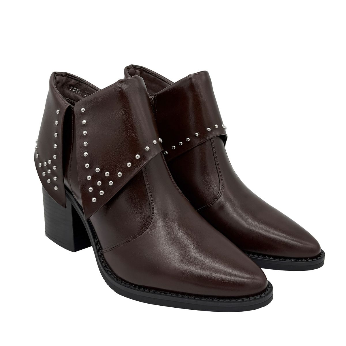 DINASTELLA - Botin para mujer solapa con tachas cafe Danicolle