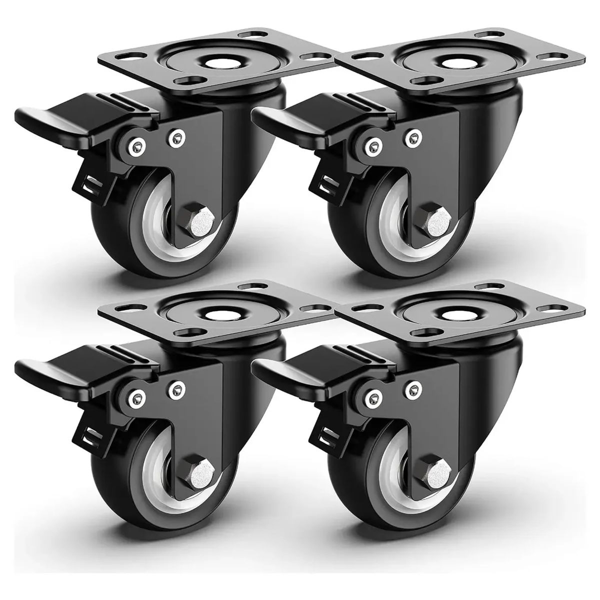GENERICO - PACK X6 RUEDAS GIRATORIA CON FRENOS 2 PULGADAS