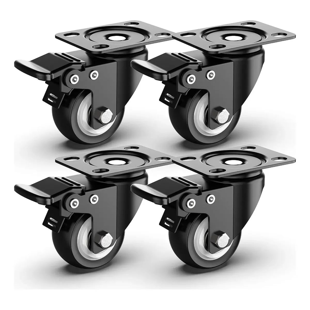 GENERICO - PACK X6 RUEDAS GIRATORIA CON FRENOS 2 PULGADAS