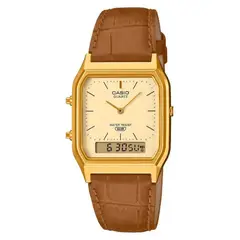 CASIO - Reloj Vintage Unisex Correa Cuero AQ-230EGL-9A