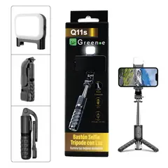 GREEN E - Estabilizador Trípode SmartPhone Green-e Q11s con Luz LED y Control Bluetooth