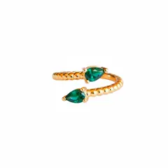 TURKUAZ - Anillo ajustable Zeyna Verde - Baño de oro 22 k