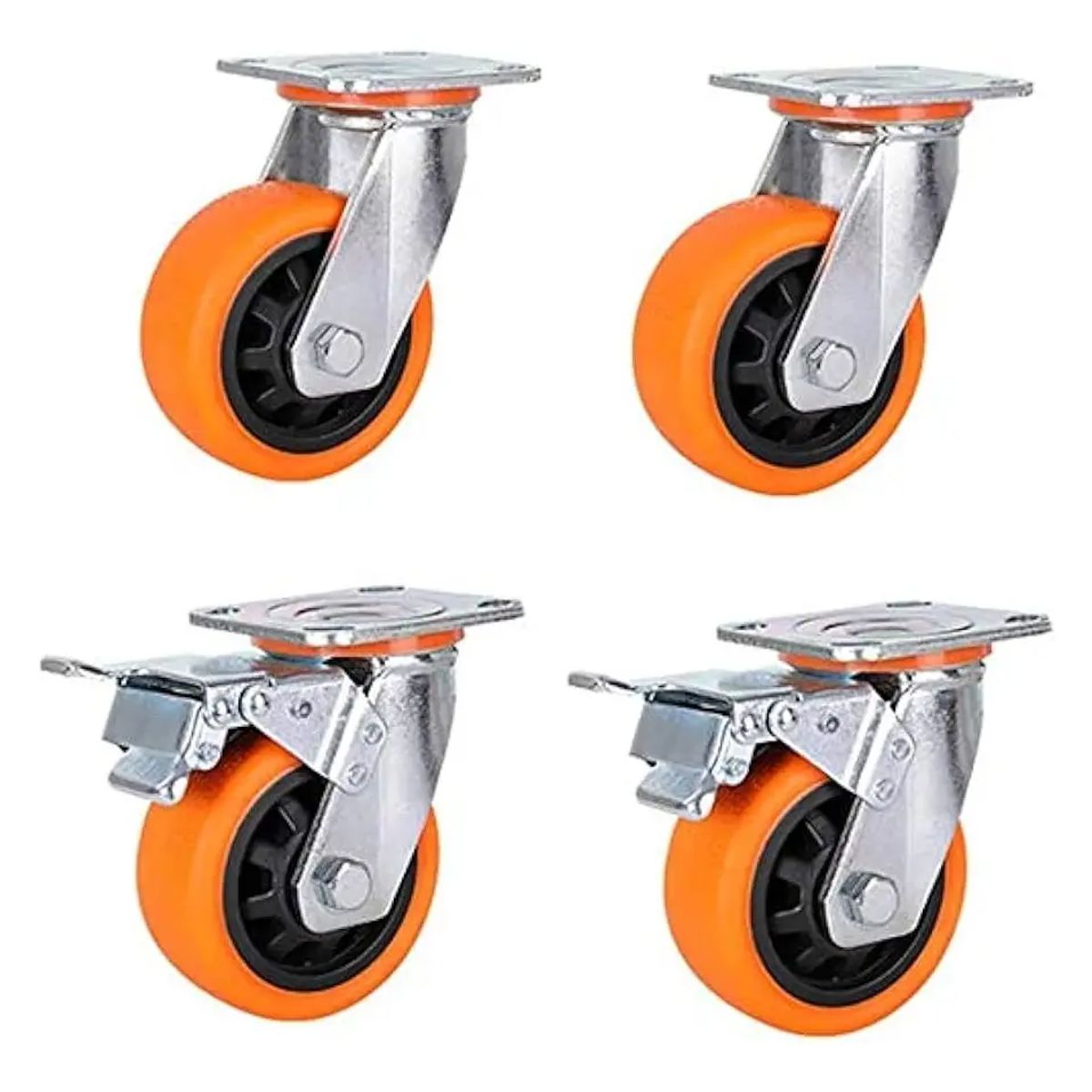 GENERICO - PACK X6 RUEDAS GIRATORIA INDUSTRAL CON FRENOS 4 PULGADAS