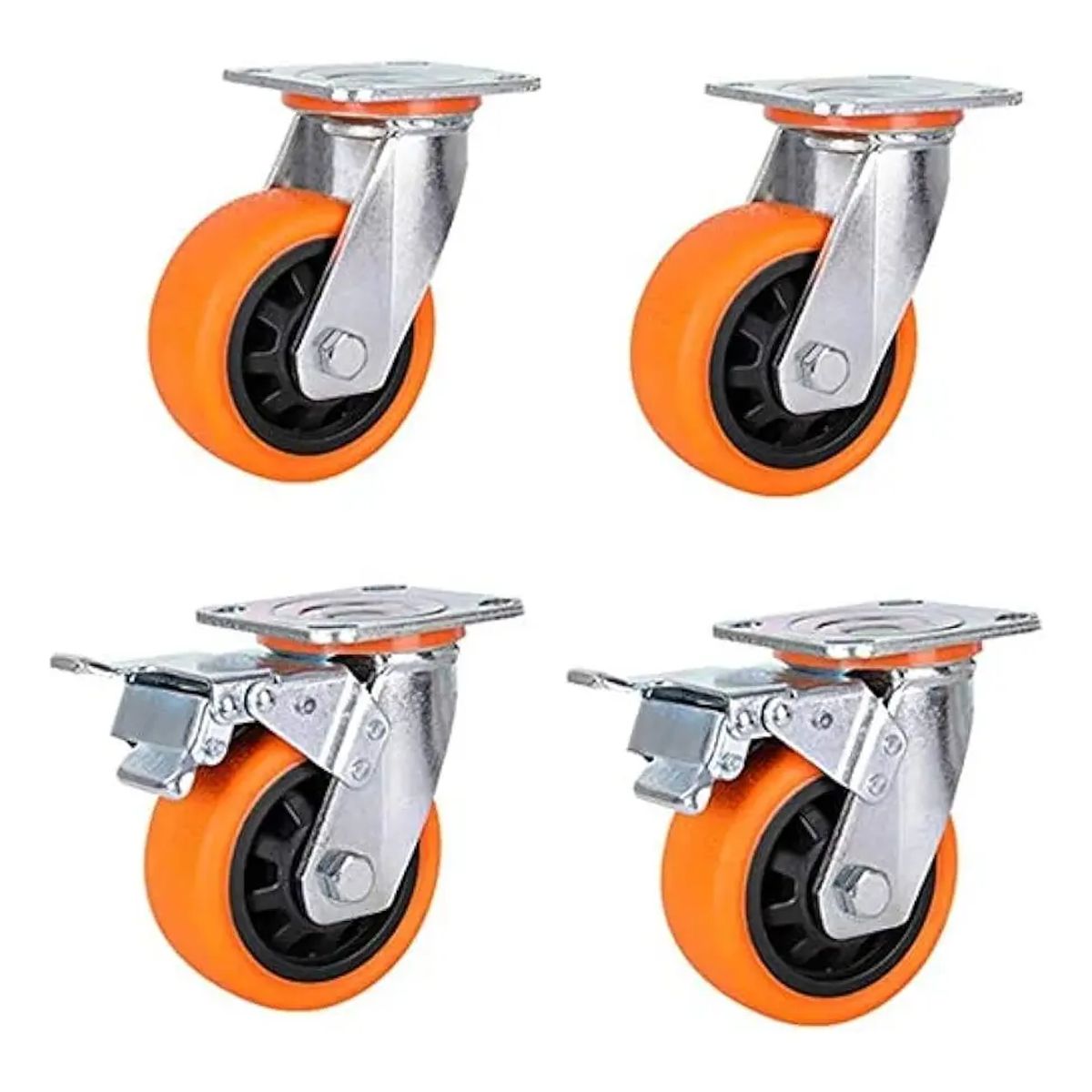 GENERICO - PACK X6 RUEDAS GIRATORIA INDUSTRAL CON FRENOS 4 PULGADAS
