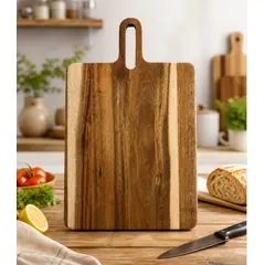 GENERICO - Tabla De Madera Para Cocina Con Mango 40x25 Resistente Firme
