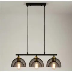 ARTIHOGAR - LAMPARA COLGANTE BASE LINEAL TRES MALLAS NEGRA PISA
