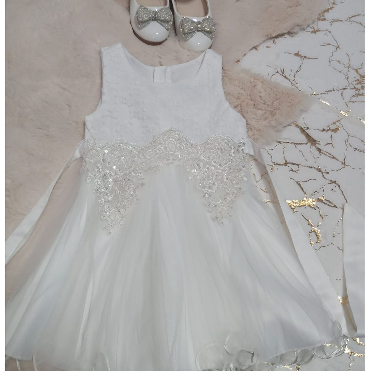 ALMA & DECO - Vestido Bautizo Fiesta Bebé Modelo Marianela Color Blanco