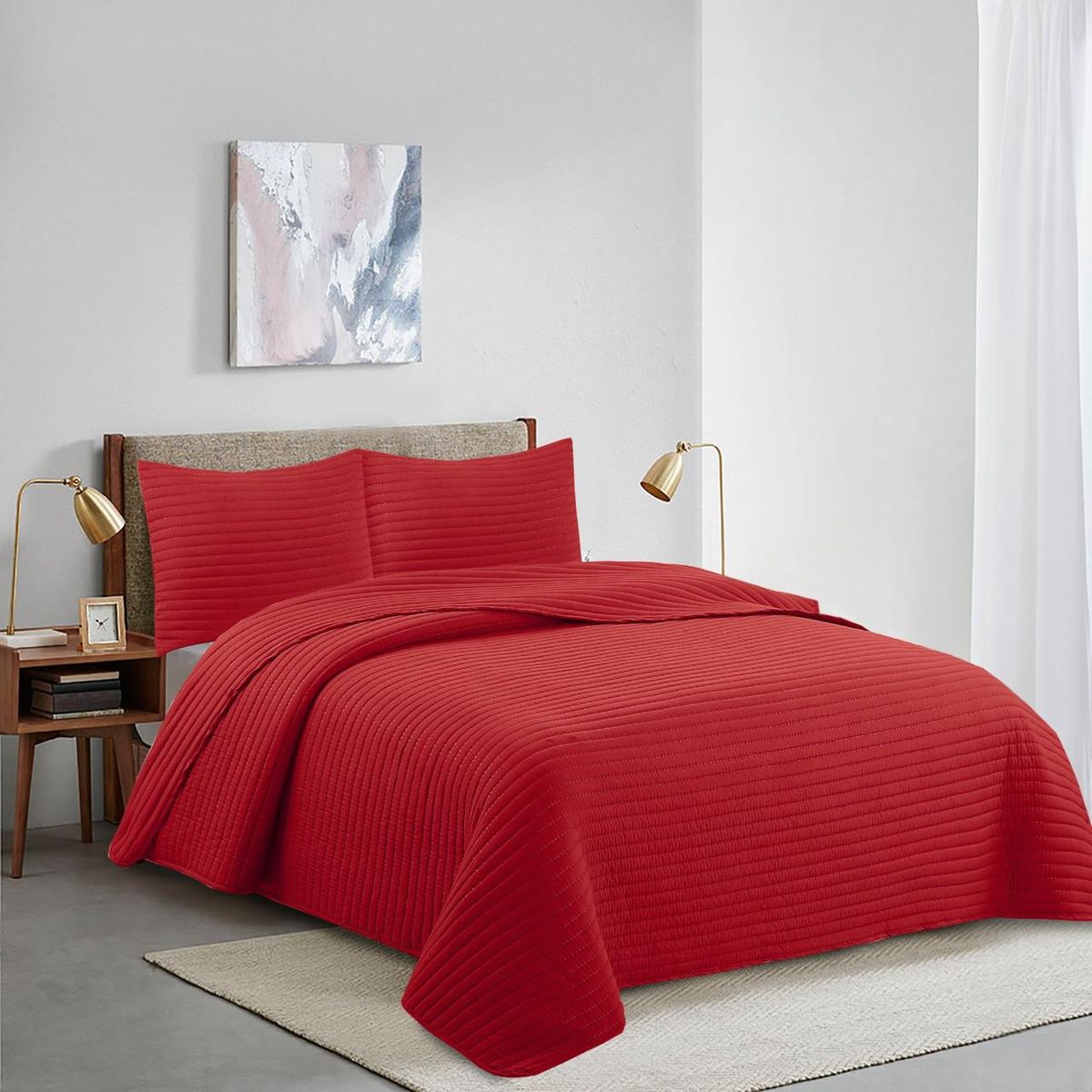 GENERICO - Cubrecama Quilt Reversible 2 Plazas Lines Colección Martiné