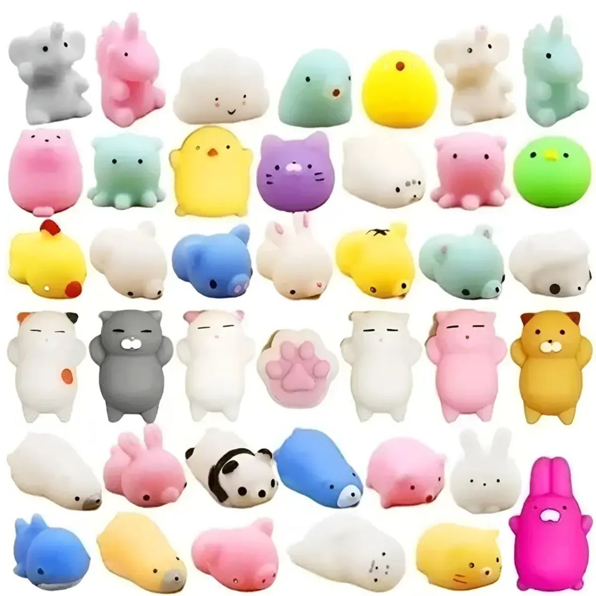 GENERICO - 50pcs Mini Mochi Squishy Squeeze Toy Fidget Toy Kit Random Labg