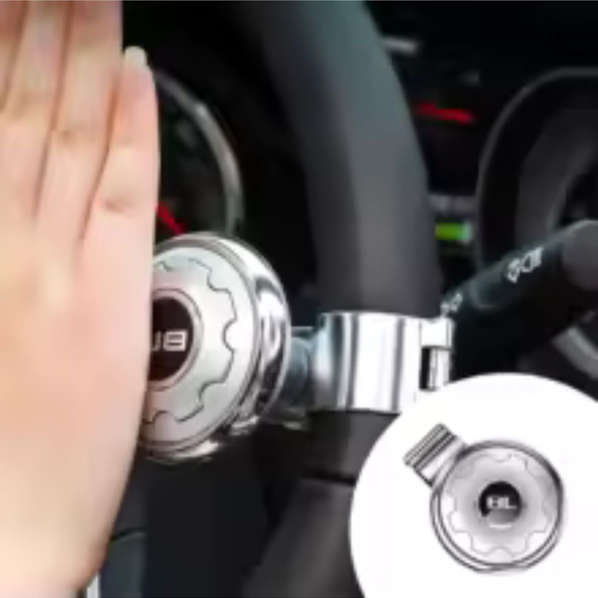 GENERICO - Perilla Giratoria Pomo 360 Universal Para Volante Seguridad GRIS