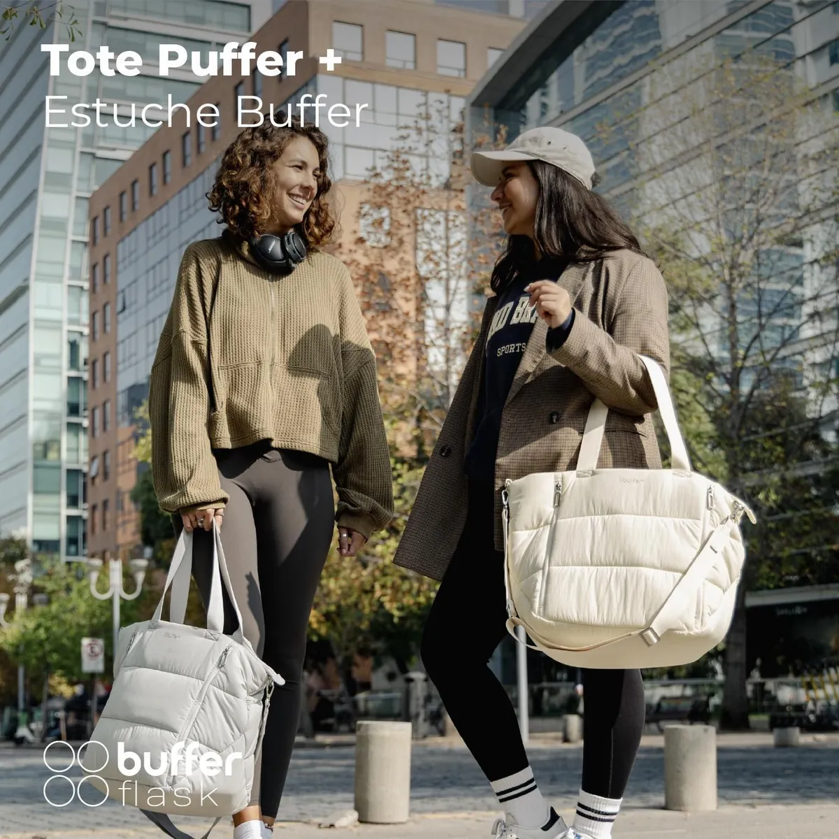 BUFFER FLASK - Bolso Tote Bag Cartera Buffer Mujer + Estuche Organizador