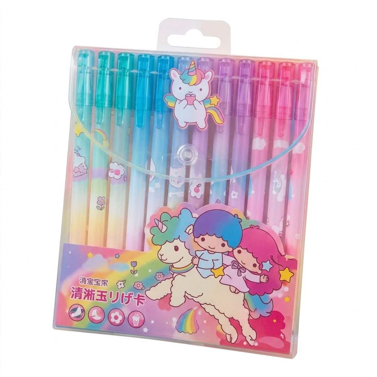 GENERICO - Set 12 Lápices Unicornio De Gel Azúl Borrables