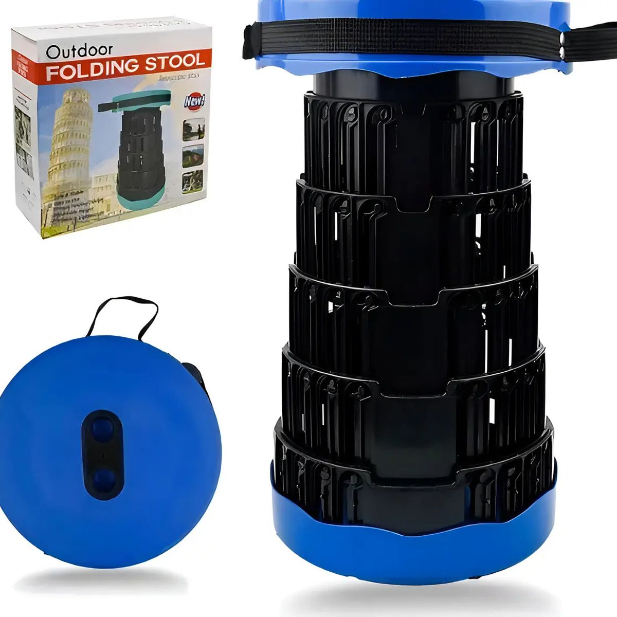 GENERICO - Silla Telescópica Plegable Osmao Camping Plástico Negro 150kg Soporte